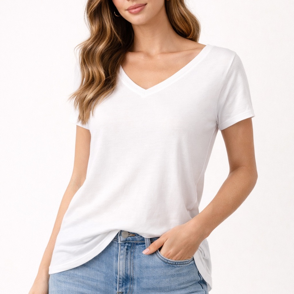 Old Navy Luxe White V-Neck Tee